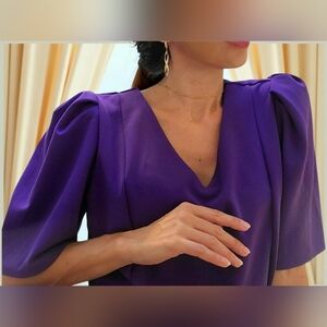 NWT Liz Claiborne Puff Sleeves V-Neck Blouse